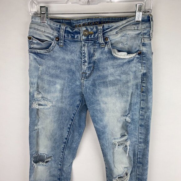 American Eagle Jeans Mens Whiskered Destroyed Skinny Next Level Flex 28 X 32 - Picture 2 of 9